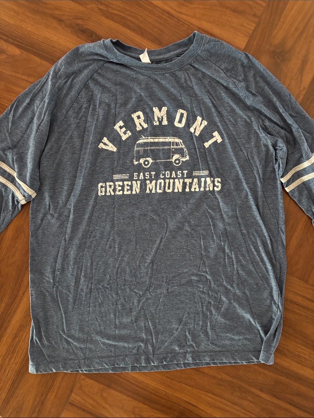 Vermont Green Mountains Blue Graphic Raglan Shirt